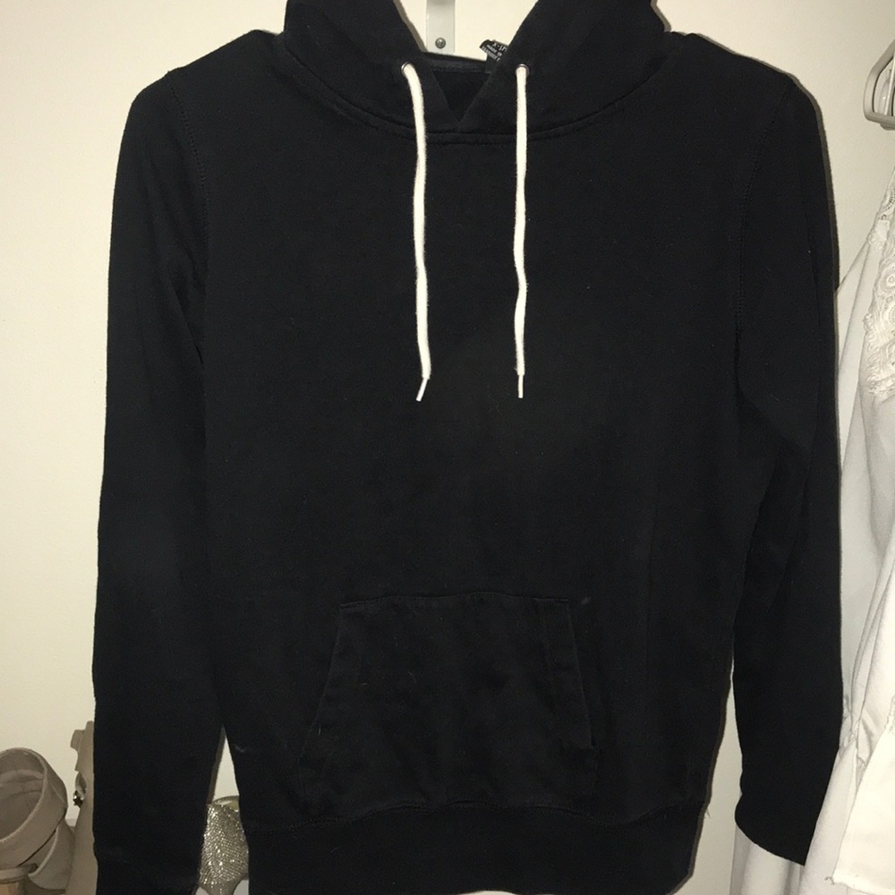 Black hoodie with white string
